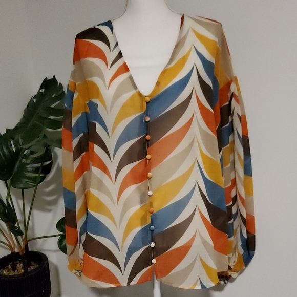 Hutch Multicolor Chevron Boho Blouse - Picture 6 of 9